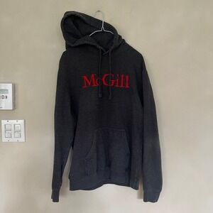 McGill University Hoodie Pullover Sweatshirt Charcoal Gray Red Logo size Small